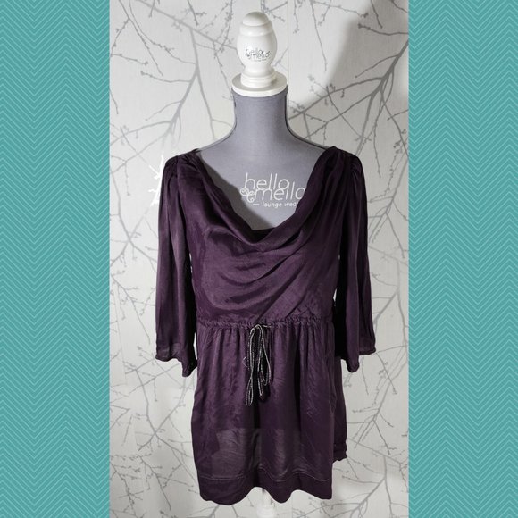Odille Purple Cowl Neck Drawstring Waist Tunic - Picture 1 of 4
